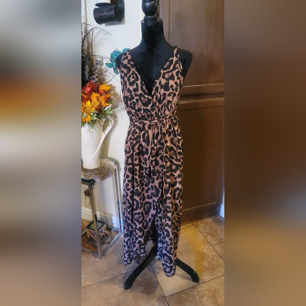 BloomChic Leopard Print Maxi Dress in Brown and Black